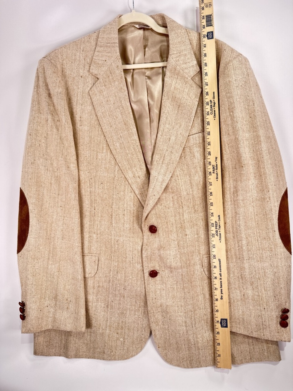 Orvis Vintage Suede Elbow Patch Blazer Hopsack Wool Blend Tan 46L - Picture 14 of 16